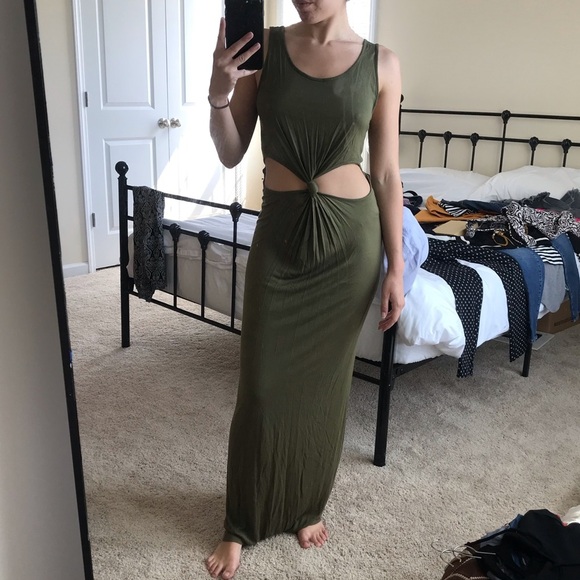 Green summer cutout tank maxi dress - Picture 1 of 2